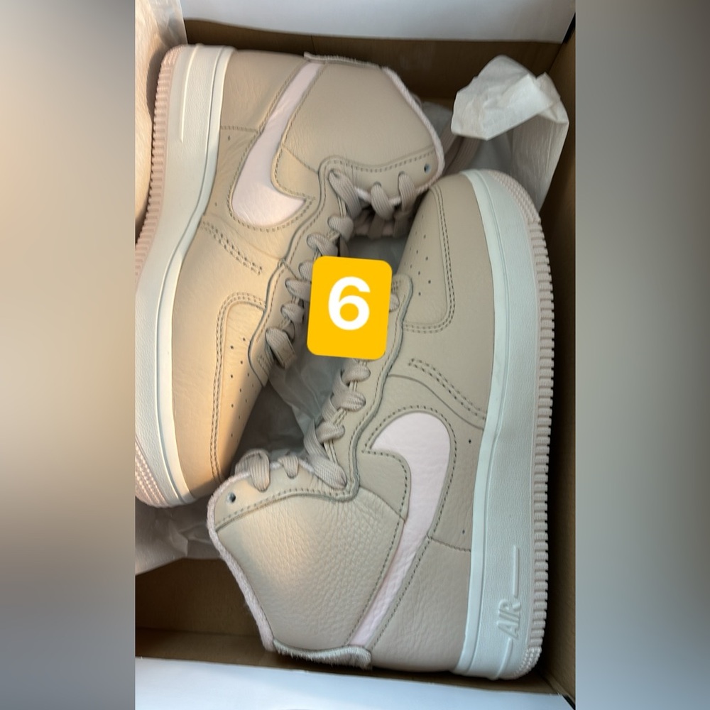 Nike Air Force 1 High Top Sneakers - Beige and White